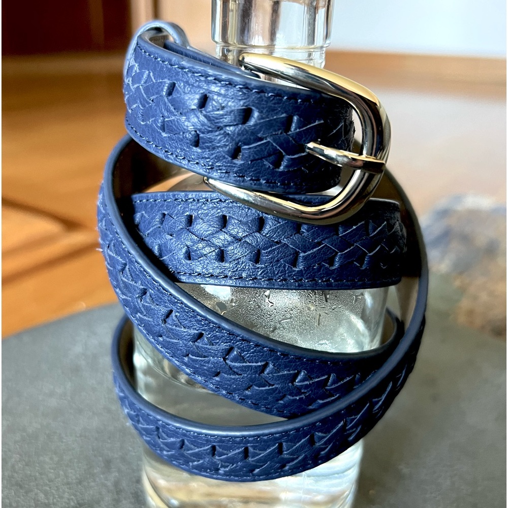 Talbots Woven Leather Belt Navy size L 39”